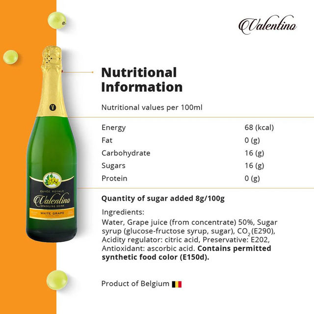 Valentino Imported White Grape Sparkling Juice