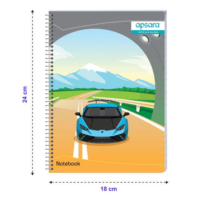 Apsara Spiral Notebook 1 Subject 24 x 18 200 Pages Blue Single Line 60gsm (Covers May Differ)