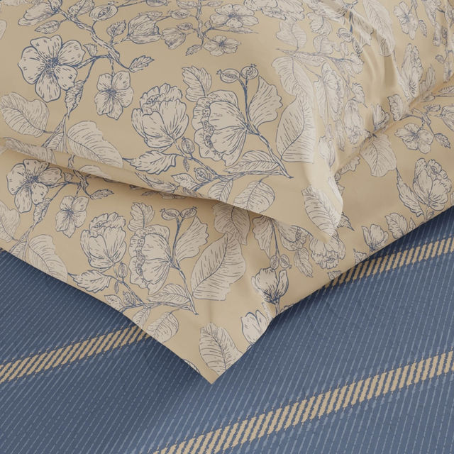 Kopa Extra Smooth Micro Double Bedsheet With 2 Pillow Covers -3pc set (lorenzo) stripe-denim