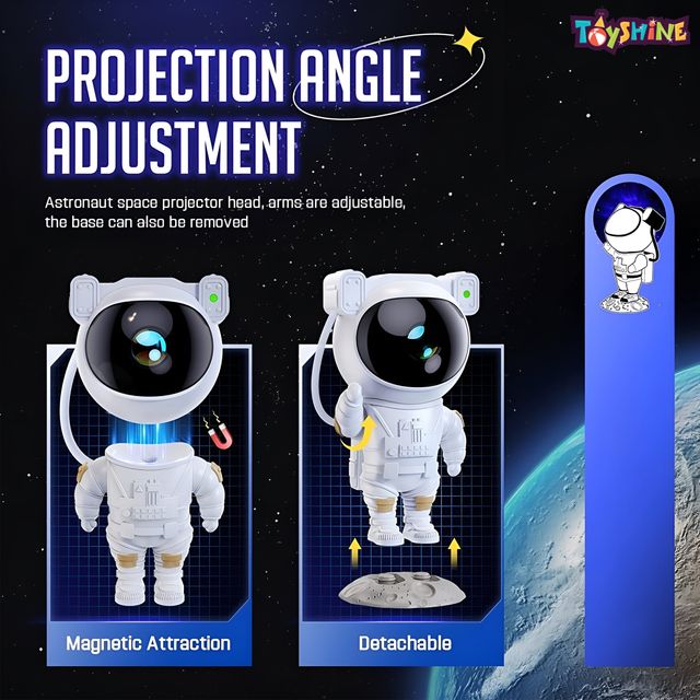 Toyshine Astronaut Space Galaxy Star Projector With Remote And Timer Night Light 360�