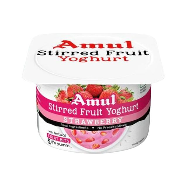 Amul Stirred Fruit Yoghurt- Strawberry 100 g Combo