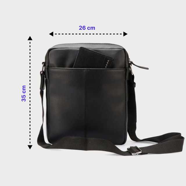 Buy Cross Men's Solid Vegan Leather 5 L Crossbody Bag | Black