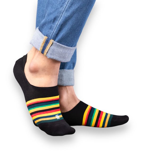 Socksoho Men's Striped Cotton No Show Socks | Multicolour - Free Size