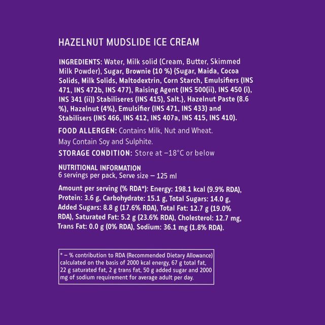 Hocco Hazelnut Mudslide Ice Cream Tub