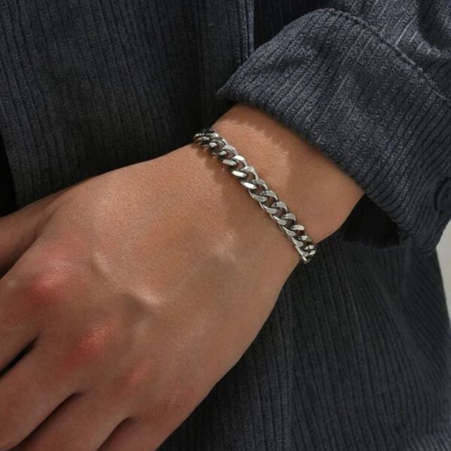Salty Alpha Classic Cuban Silver Bracelet for Men