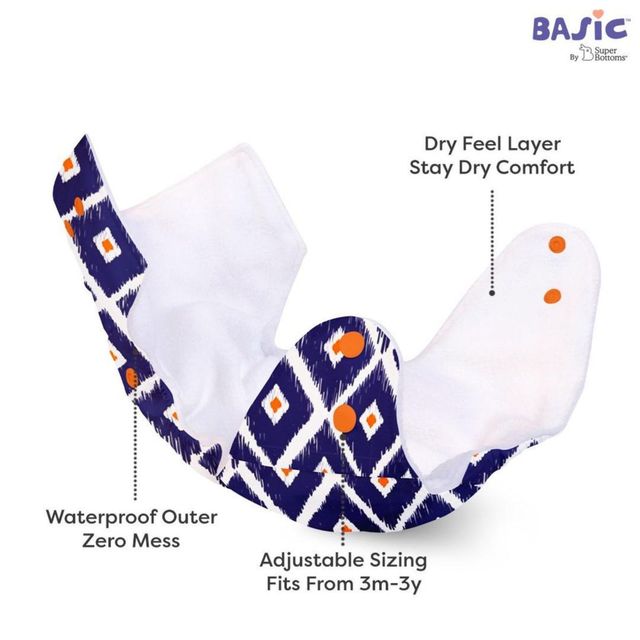 Super Bottoms Basic Cpsia Certified Cotton Cloth Diaper For Kids | Multicolour | Free Size (5 - 17 kg)