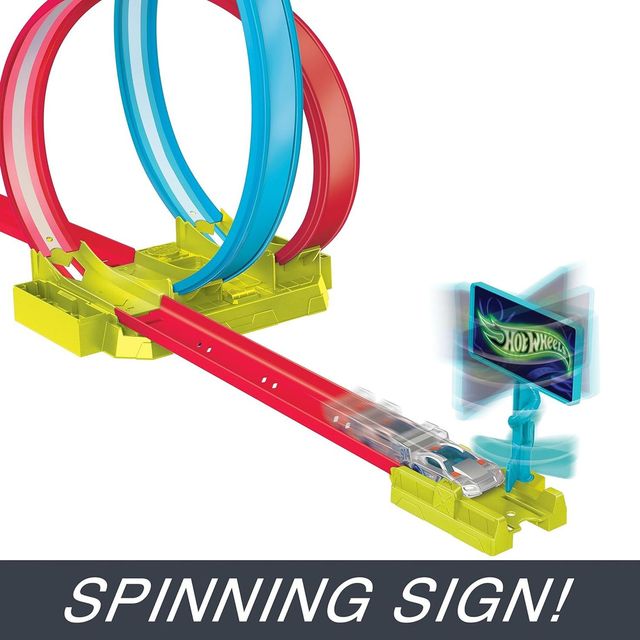 Mattel Hot Wheels Neon Speeders Track Set, Laser Stunt Slamway with 1 Mattel Hot Wheels Car