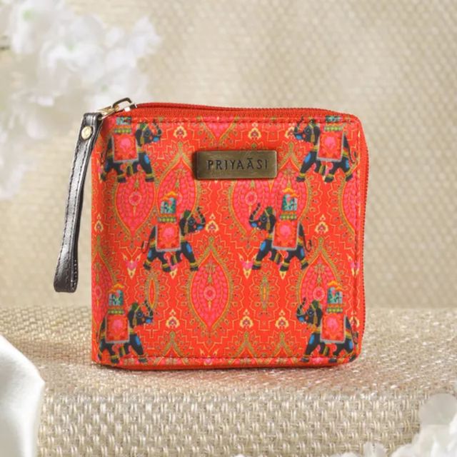 Priyaasi Women's Animal Print Fabric Wallets | Red - One Size