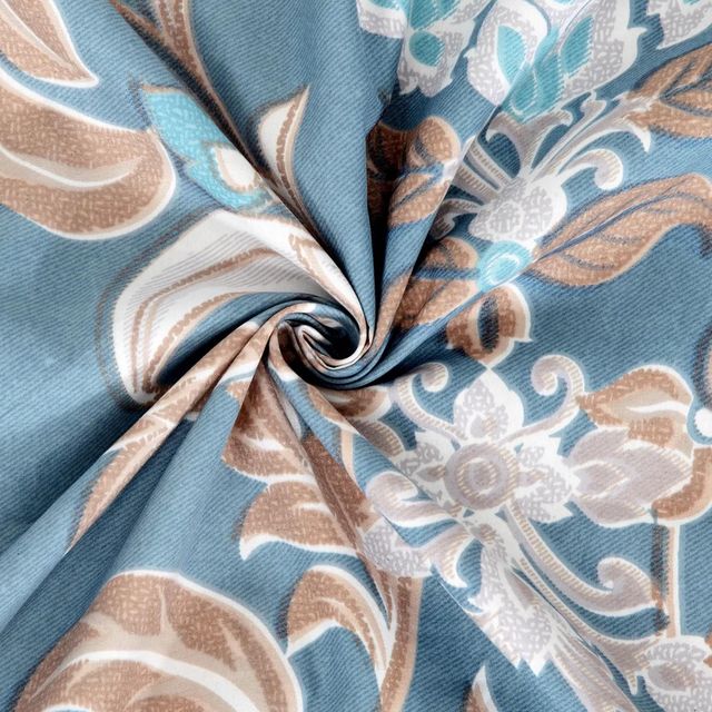 Arrabi Beige Graphic Bedsheet With 2 Pillow Covers