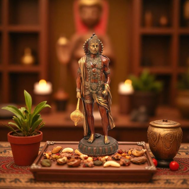 Devnidhii Hanuman Ji Brass Idol On Square Chowki