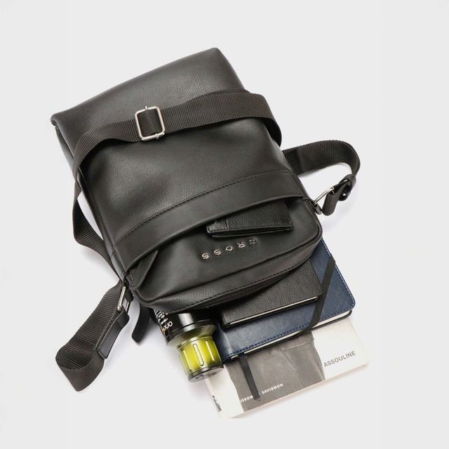 Buy Cross Men's Solid Vegan Leather 5 L Crossbody Bag | Black