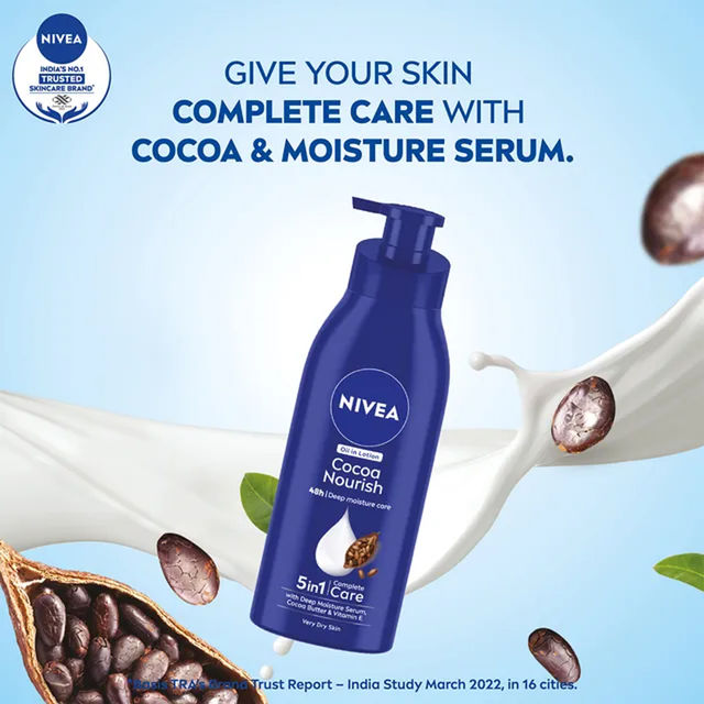 NIVEA Cocoa Nourish Body Lotion|Deep Moisture Serum|Non Greasy|Moisturiser For Very Dry Skin