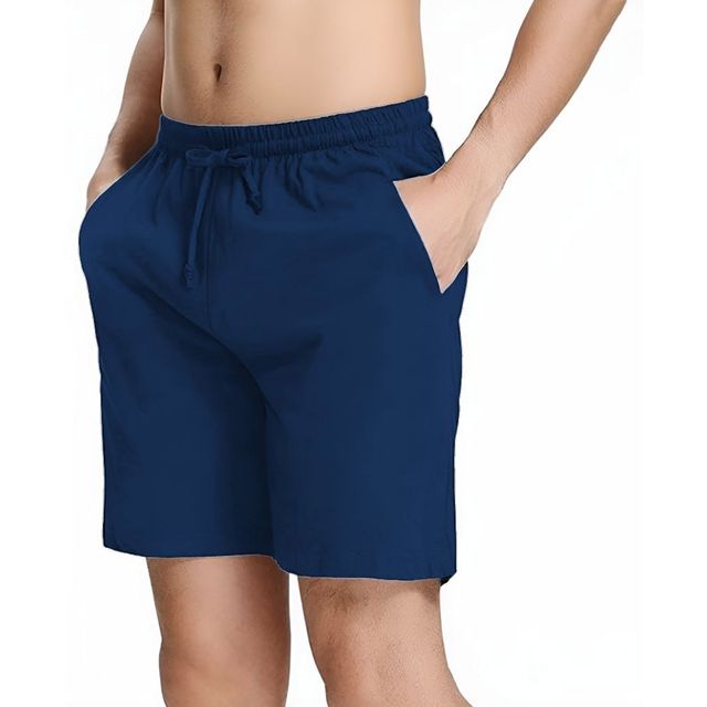 Springman Solid French Terry With Elastic & Drawstring Shorts For Men's | Blue | S