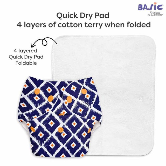 Super Bottoms Basic Cpsia Certified Cotton Cloth Diaper For Kids | Multicolour | Free Size (5 - 17 kg)