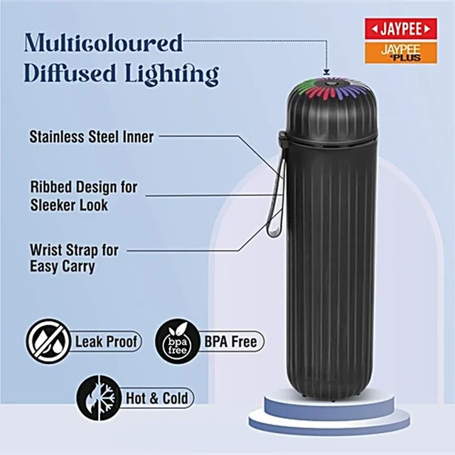 Jaypee Comet Led Bottle For School Kids Suitable For Hot & Cold Beverages |Black | 690 ml