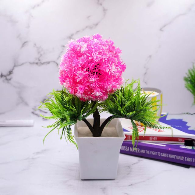 BAY6 Artificial Bonsai Primrose Flower with Pot