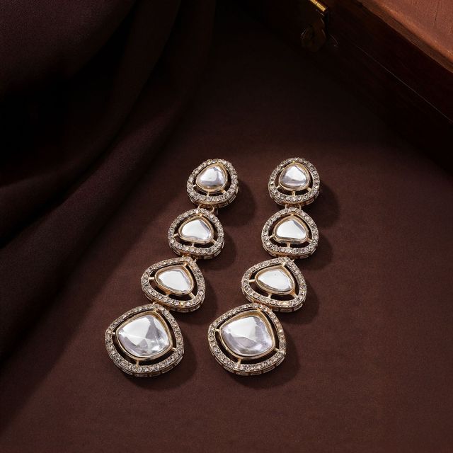 Priyaasi Drop Gold Plated Kundan Earrings