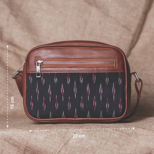Zouk Women's Abstract Vegan Leather 2.4 L Sling Bag | Black and Red - One Size