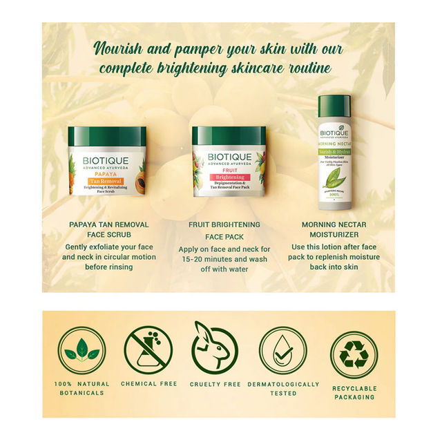 Biotique Papaya Tan Removal Brightening & Revitalizing Face Scrub Tube 100 g Combo