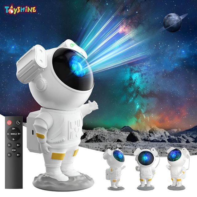 Toyshine Astronaut Space Galaxy Star Projector With Remote And Timer Night Light 360�