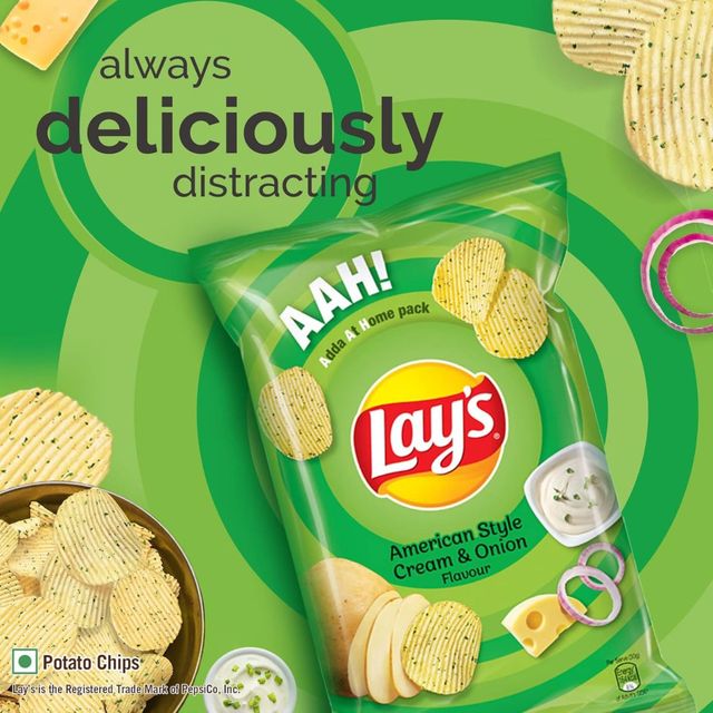 Lay'S American Cream & Onion Potato Chips(82gms) & Pepsi Soft Drink(750ml) Combo