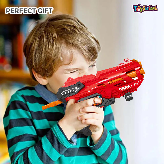 Toyshine Foam Bullet Blaster Gun with 8 Soft Bullets for Outdoor Fun, Red | Toy Gun