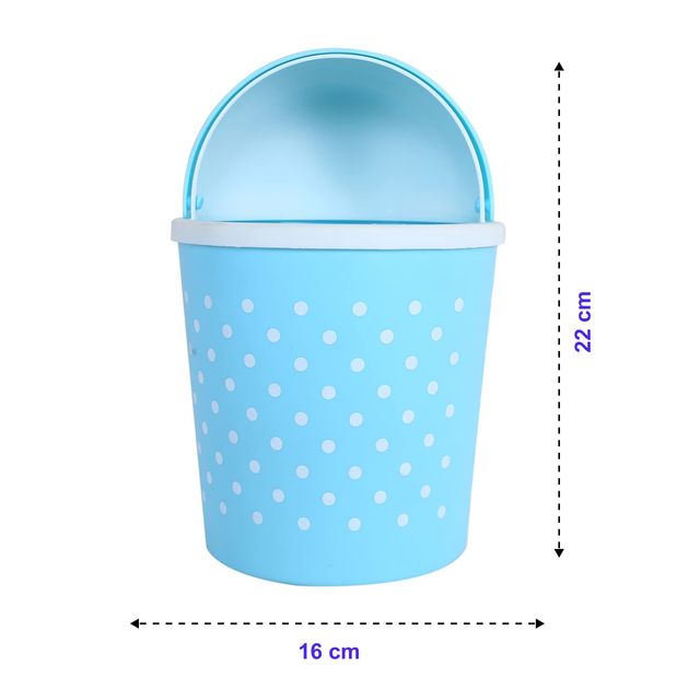 Kuber Industries Pack of 2 Teddy Table Dustbin Swinging Lid Waste Bin for Office (Sky Blue & Pink)