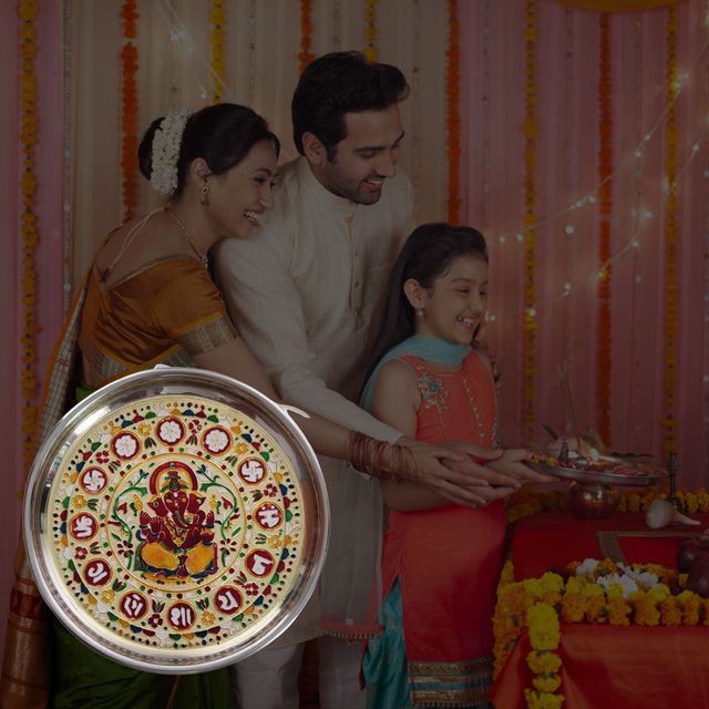 Divine Vibes Steel Puja Thali - 8 Inch