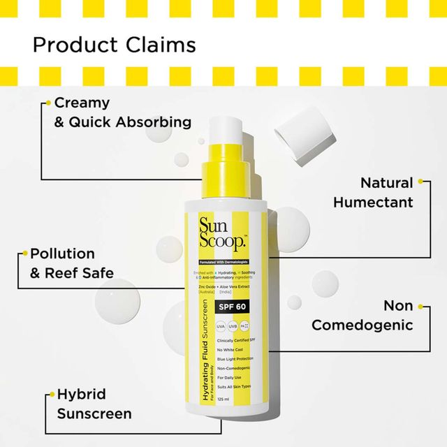 Sunscoop Hydrating Fluid Sunscreen SPF 60 PA++++ UV Filter Zinc Oxide No White Cast