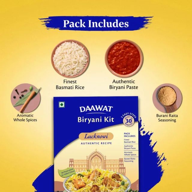 Dawaat Biryani Kit Lucknowi Ready To Cook (334g) & Milky Mist High Protein Paneer (200g) & Milky Mist Set Curd Tub (1l) Combo