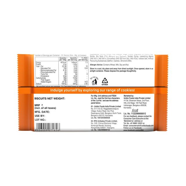 Unibic Cashew Badam Dry Fruit Biscuits | Cholesterol-free and Trans Fat-free