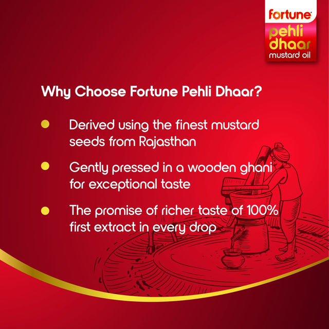 Fortune Pehli Dhaar First Pressed Kachi Ghani Mustard Oil Pet Bottle(1l) & Fortune Soyabean Oil(1l) Combo