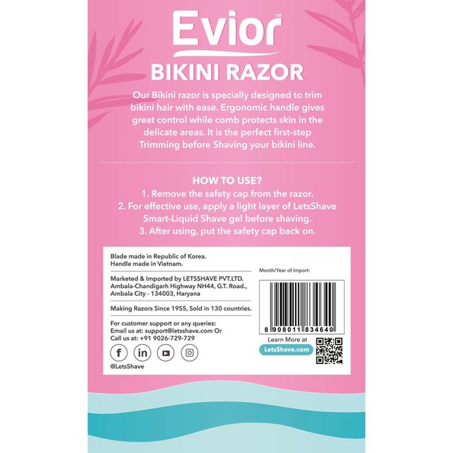 LetsShave Evior Bikini Razor for Sensitive Area | Safe, Clean & Irritation-Free Shave