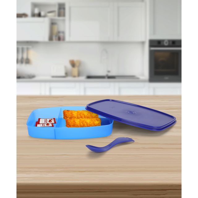 Java 400 ml Lite Lunch Box with Spork - Blue