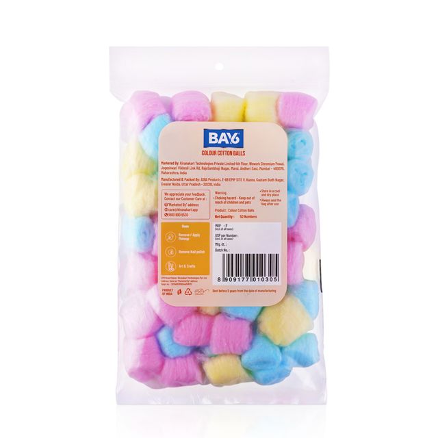 BAY6 Color Cotton Balls, 50 Pcs