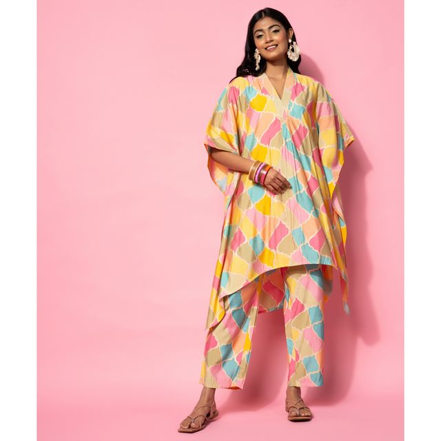 Libas Women's Multicolor Printed Silk Blend Co-Ords | XL