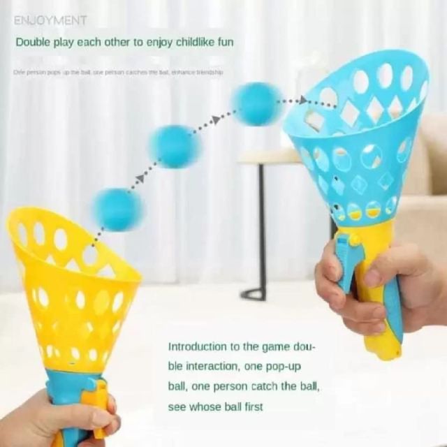 Wembley Click And Catch Twin Ball Launcher Game With 3 Balls Indoor Outdoor Toy Set - Assorted