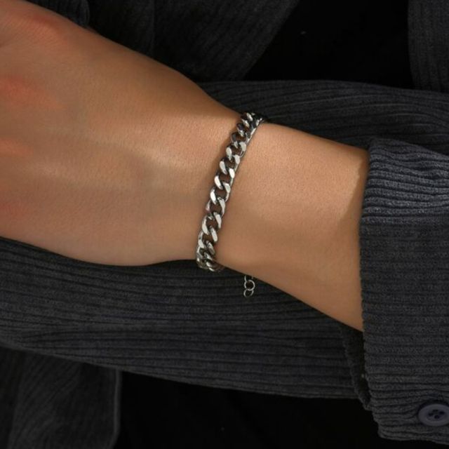Salty Alpha Classic Cuban Silver Bracelet for Men