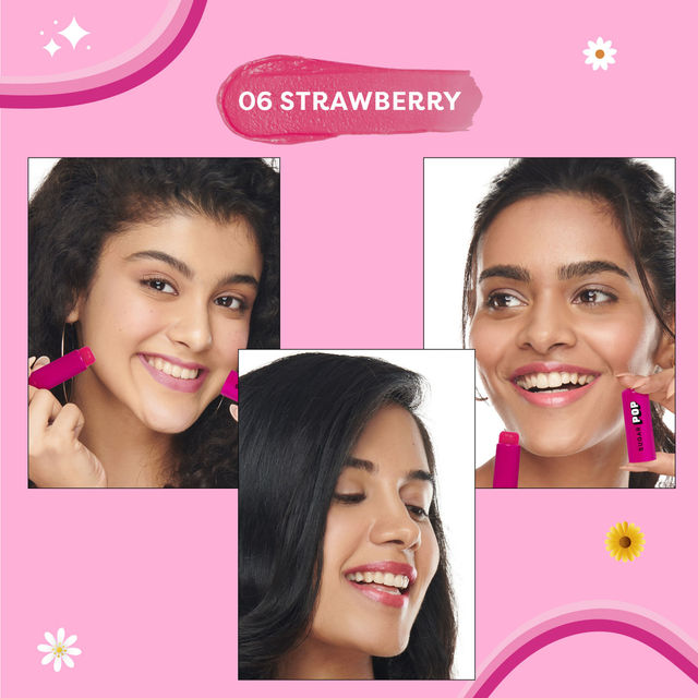 Sugar Pop Matte Lipcolour - 04 Raspberry(1.6ml) & Sugar Pop Nourishing Lip Balm 06 Strawberry(4.5gms) Combo
