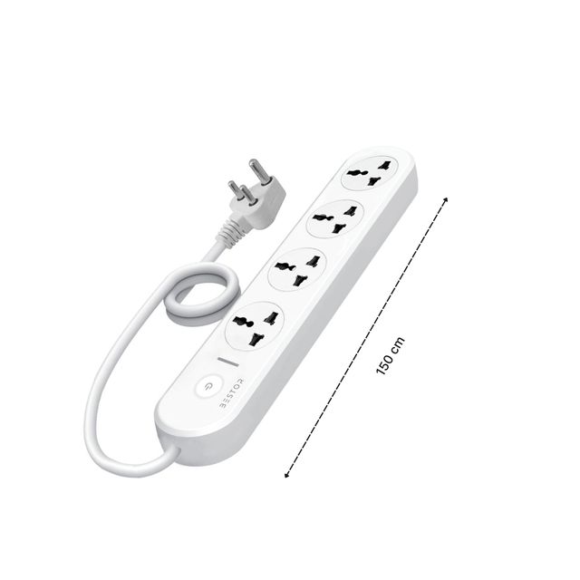 Bestor Extension Board - Durable Multi-Socket Power Strip for Home or Office - White