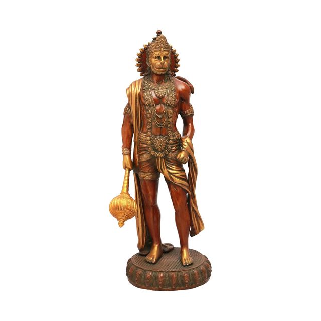 Devnidhii Hanuman Ji Brass Idol On Square Chowki