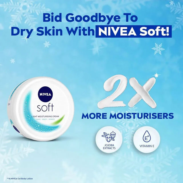 NIVEA Soft Light Moisturizer for Face, Hand & Body, Non-Greasy Cream for Instant Hydration