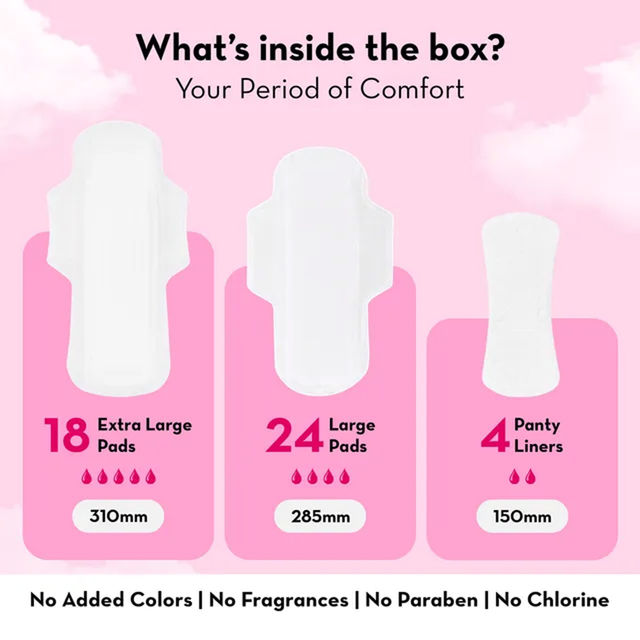 Plush Sanitary Pads (24L+18Xl)(42pc) & Plush 100% Pure Us Cotton Panty Liners(20pc) Combo