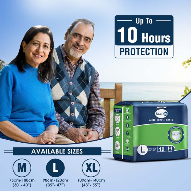 KareIn Classic Adult Diaper (Pants, L , 90-120 cm) 10 pc X 2 Combo