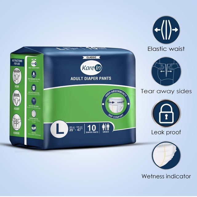 KareIn Classic Adult Diaper (Pants, L , 90-120 cm) 10 pc X 2 Combo