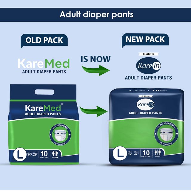 KareIn Classic Adult Diaper (Pants, L , 90-120 cm) 10 pc X 2 Combo