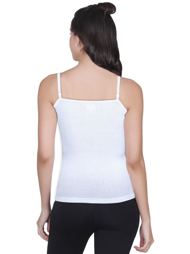 D'chica White High Coverage Cotton White Camisole Bra With Adjustable Strap For Women's - XL