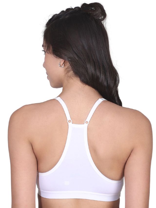 D'chica V-Neck Padded Bra With Removable Cups and Adjustable Straps | White - L