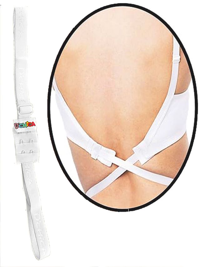 D'chica Adjustable Bra Converter | 2-Hook Extender Strap for Backless | White - Free Size