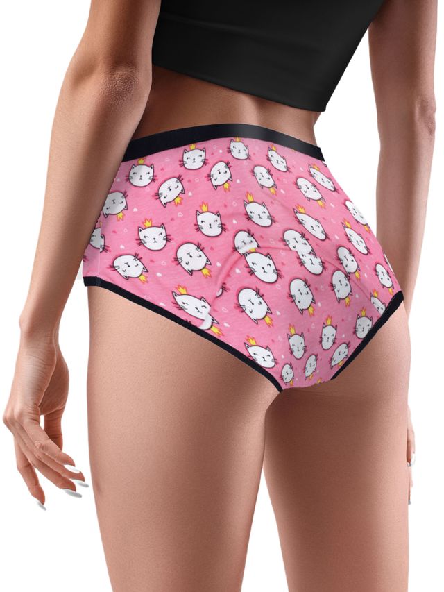 D'Chica Pink Cat Antimicrobial Reusable Period Panties for Women | Rash Free | Leakproof - XXL